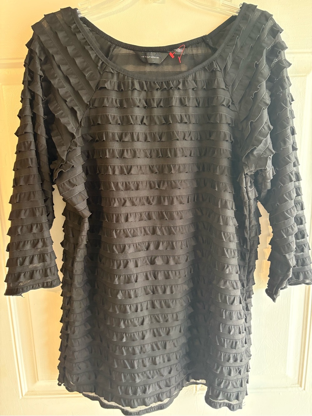 Investments Black Ruffled Layered Tunic Top